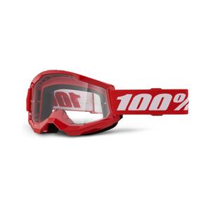 Gogle motocrossowe 100% STRATA 2 Nowe czerwone (przezroczyste pleksi)