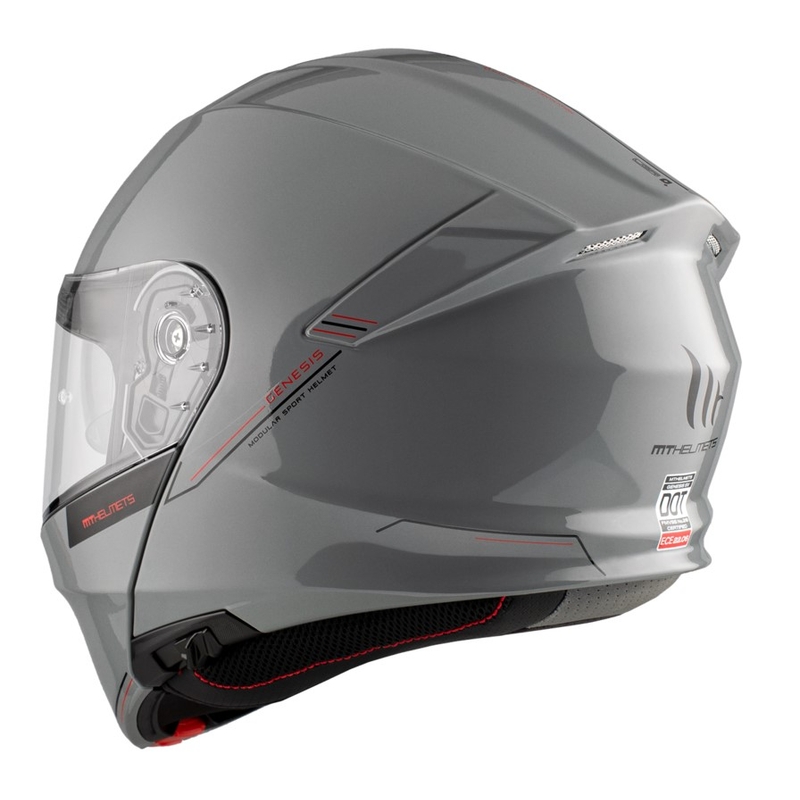 Kask motocyklowy typu flip-up MT Genesis SV Solid A12 połyskujący szary