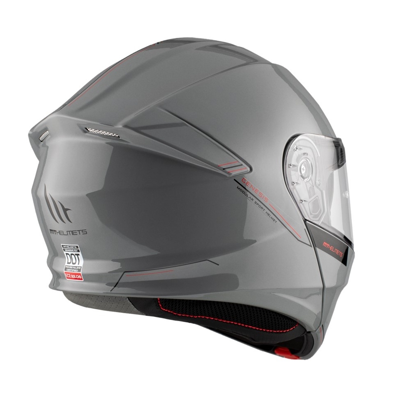 Kask motocyklowy typu flip-up MT Genesis SV Solid A12 połyskujący szary
