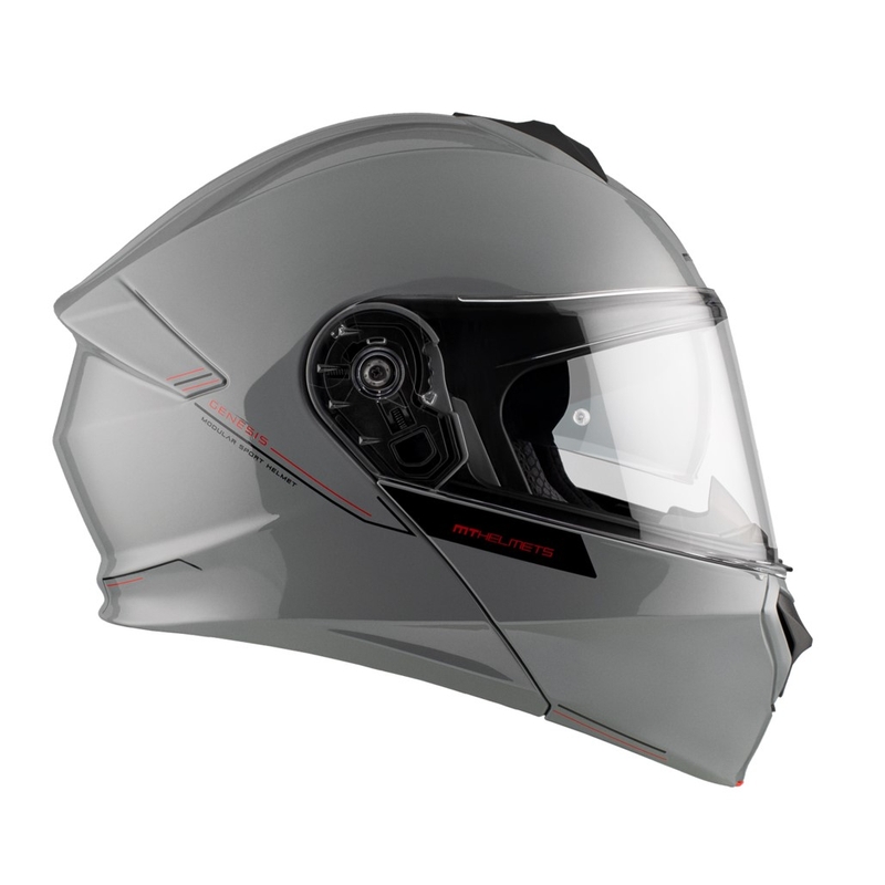 Kask motocyklowy typu flip-up MT Genesis SV Solid A12 połyskujący szary