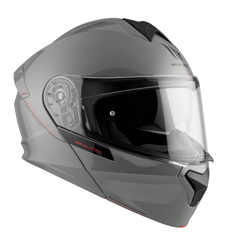 Kask motocyklowy typu flip-up MT Genesis SV Solid A12 połyskujący szary