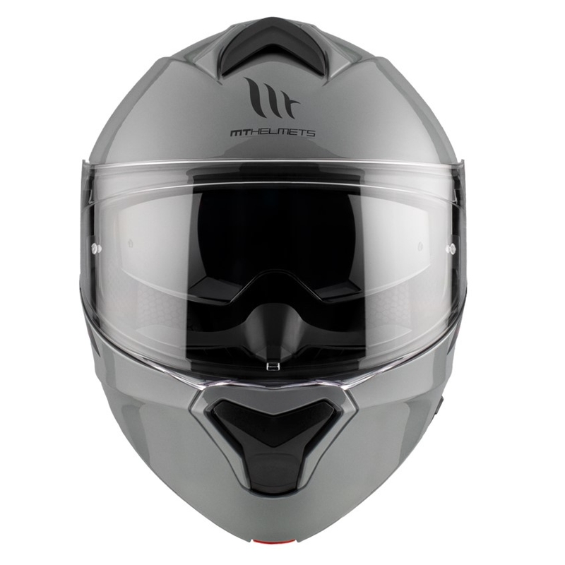 Kask motocyklowy typu flip-up MT Genesis SV Solid A12 połyskujący szary