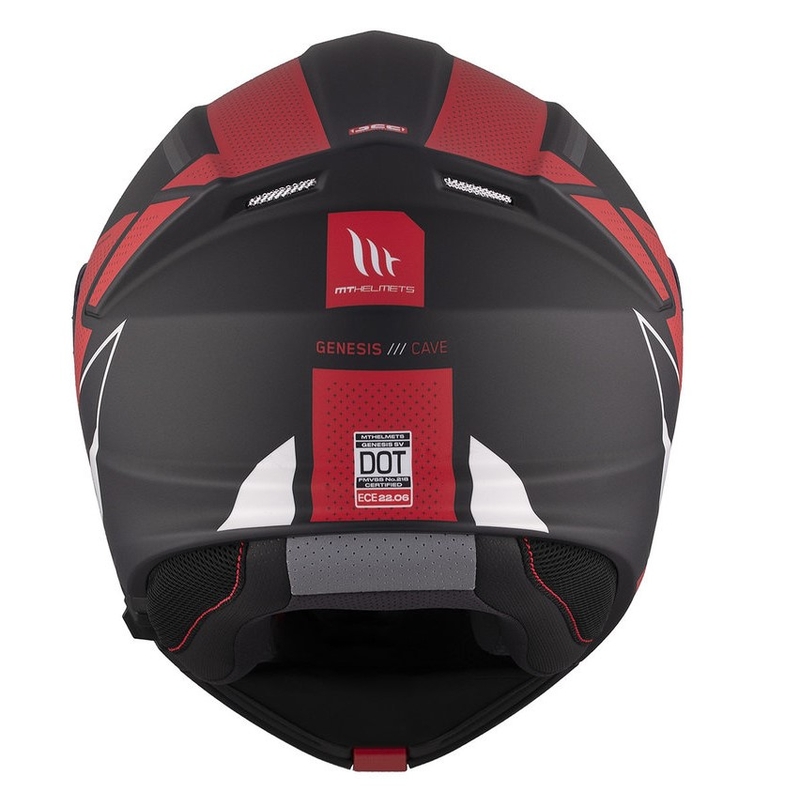 Kask motocyklowy MT Genesis SV Cave A5 czarno-biało-czerwony matowy flip-up
