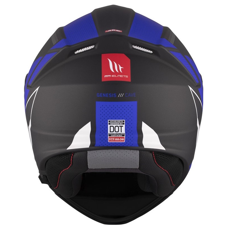Kask motocyklowy MT Genesis SV Cave A7 czarno-biało-niebieski matowy flip-up