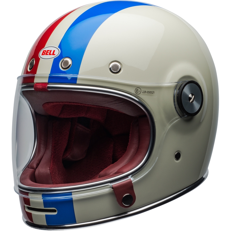 Integralny kask motocyklowy Bell Bullit DLX Command Vintage biało-czerwono-niebieski