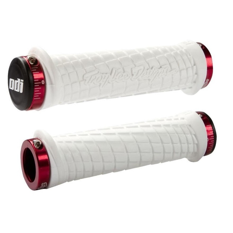 Chwyty ODI TROY LEE DESIGNS SIGNATURE ATV LOCK-ON biało-czerwone