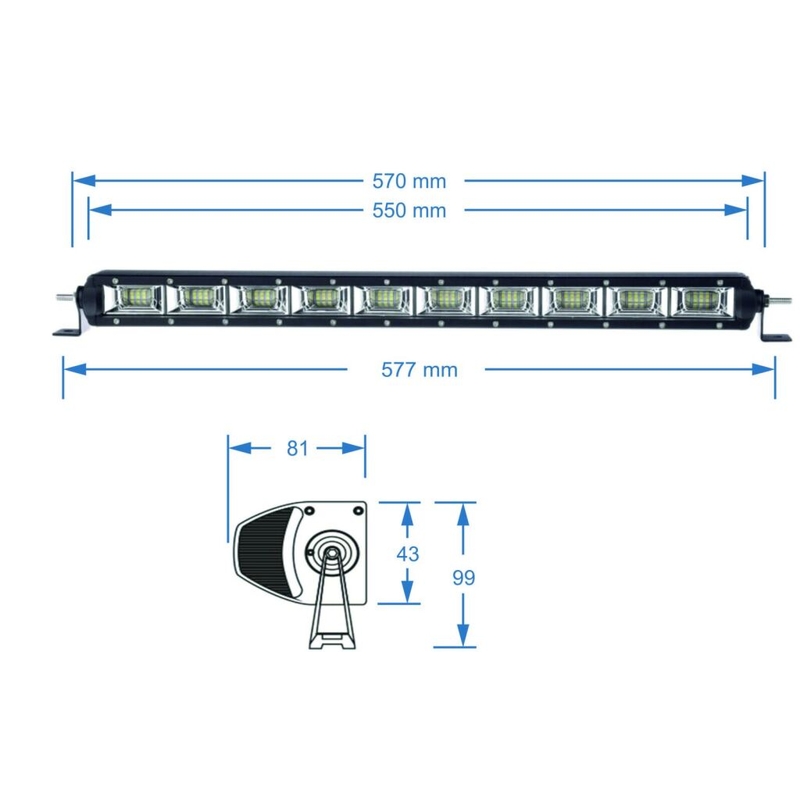 LED světelná rampa SHARK LED LIGHT BAR , ETI LED, 21,5",100W