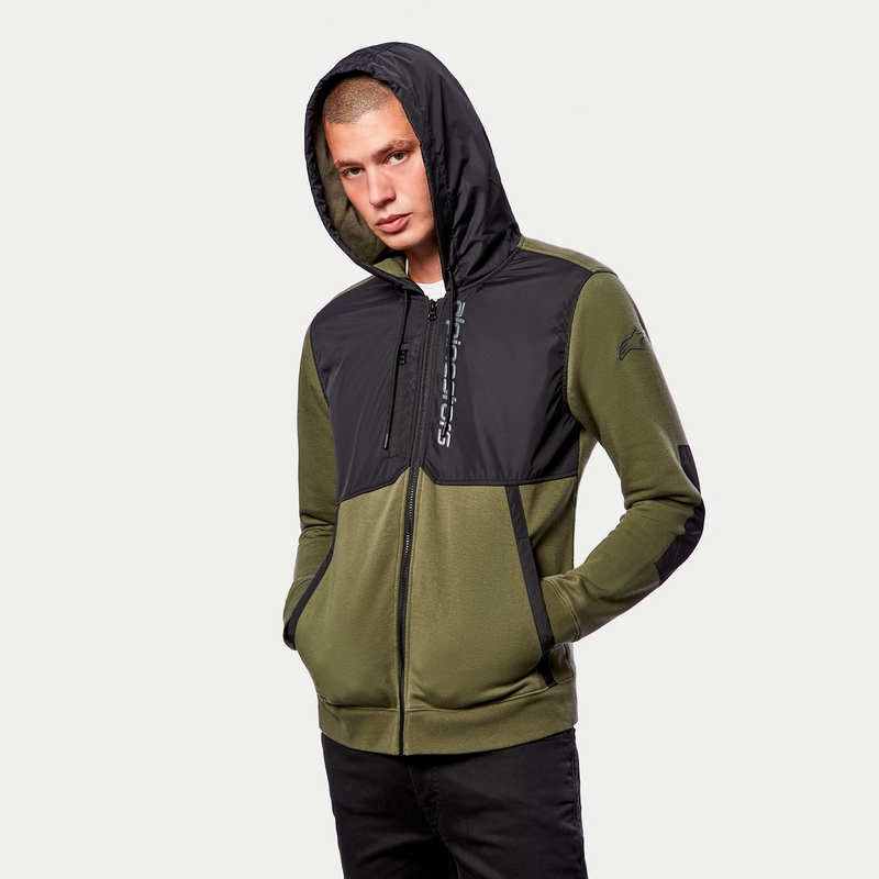 Zielono-czarna bluza z kapturem Alpinestars Aligned