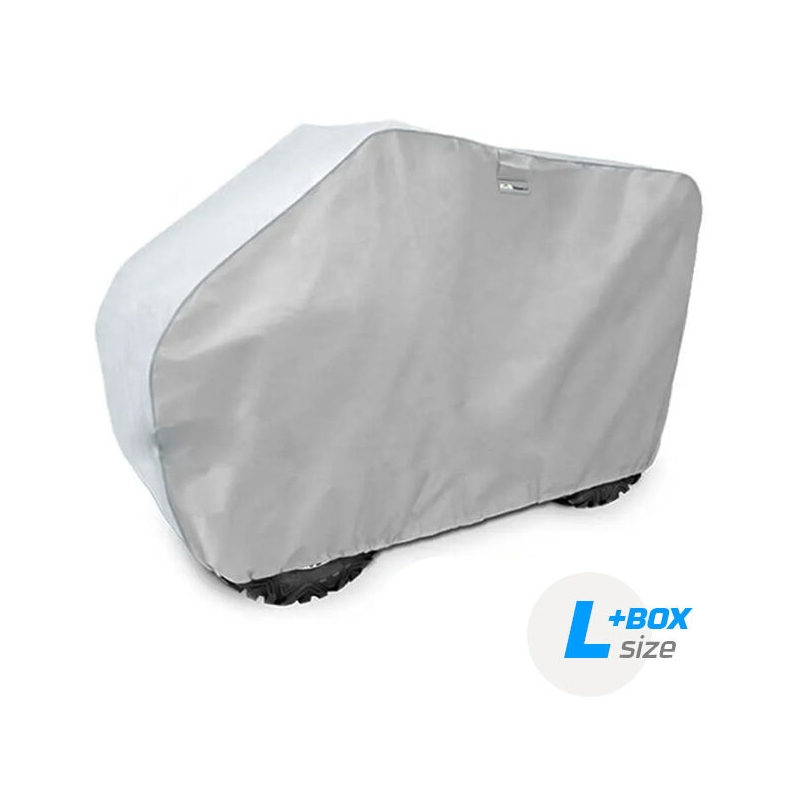 Plandeka na długi dwuosobowy ATV z boxem srebrna L