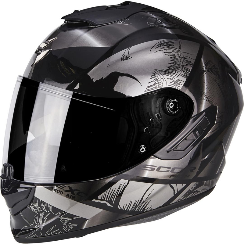 Integralny kask motocyklowy Scorpion Exo-1400 Air Patch czarno-srebrny wyprzedaż