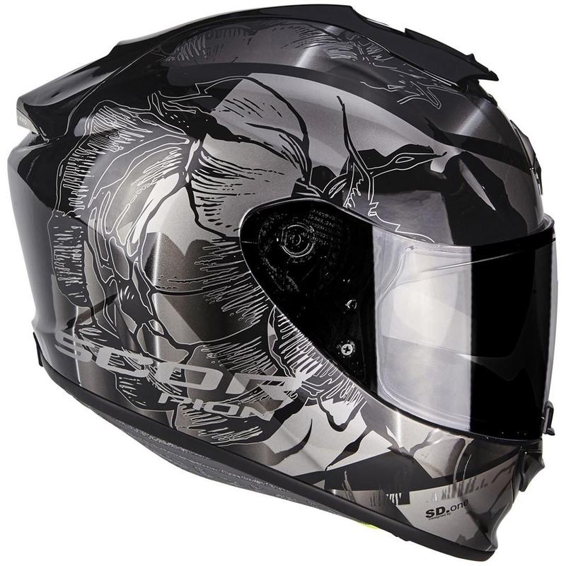 Integralny kask motocyklowy Scorpion Exo-1400 Air Patch czarno-srebrny wyprzedaż