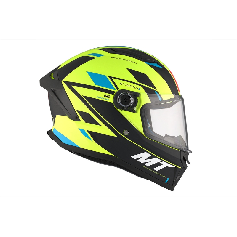Integrální přilba na motorku MT Stinger 2 Solid Zivze fluo zeleno-černo-modrá matná