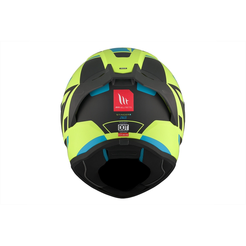Integrální přilba na motorku MT Stinger 2 Solid Zivze fluo zeleno-černo-modrá matná