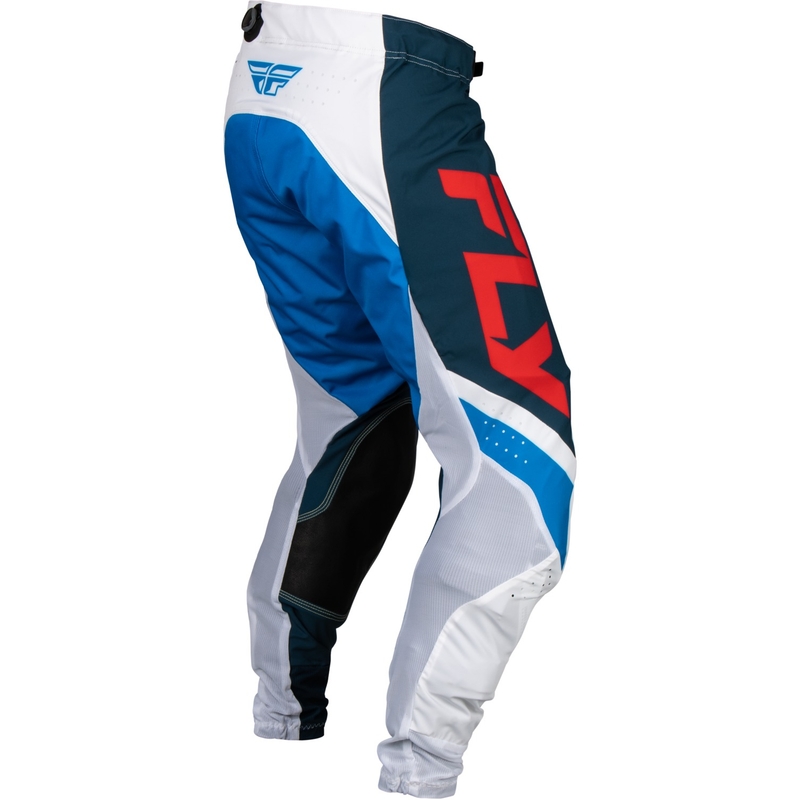 Spodnie motocrossowe FLY Racing Lite 2024 czerwono-biało-niebieskie