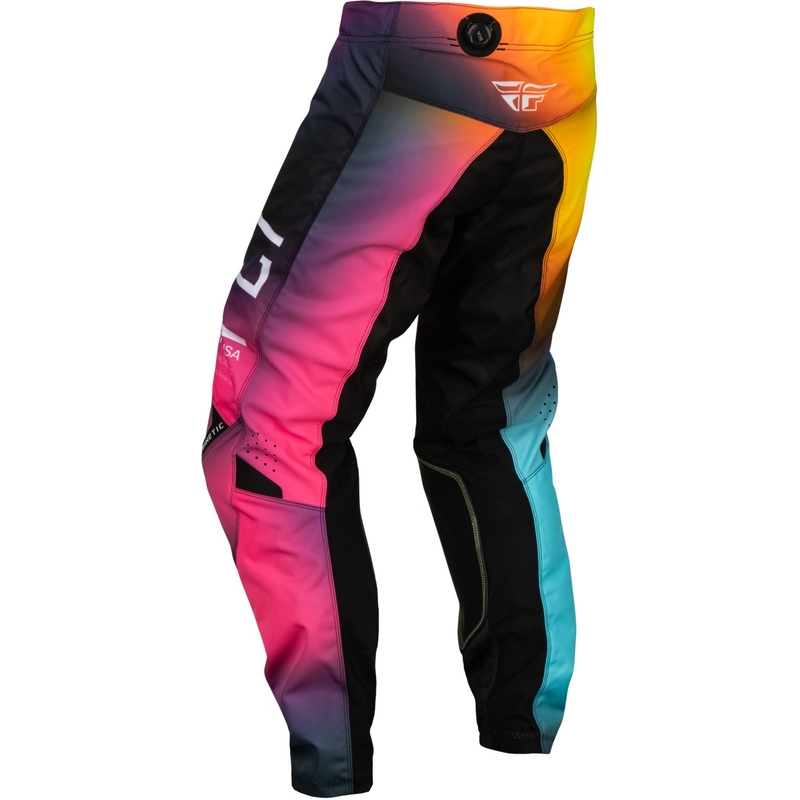 Dziecięce spodnie motocrossowe FLY Racing Kinetic Prodigy różowo-niebiesko-fluo-żółte wyprzedaż