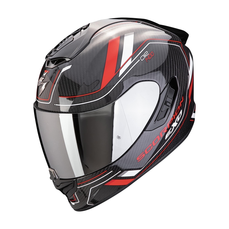 Integrální přilba na motorku Scorpion EXO-1400 EVO II CARBON AIR MIRAGE černo-červeno-bílá