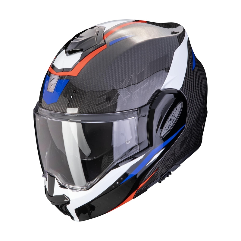 Překlápěcí přilba na motorku Scorpion EXO-TECH EVO CARBON ROVER černo-červeno-modrá wyprzedaż