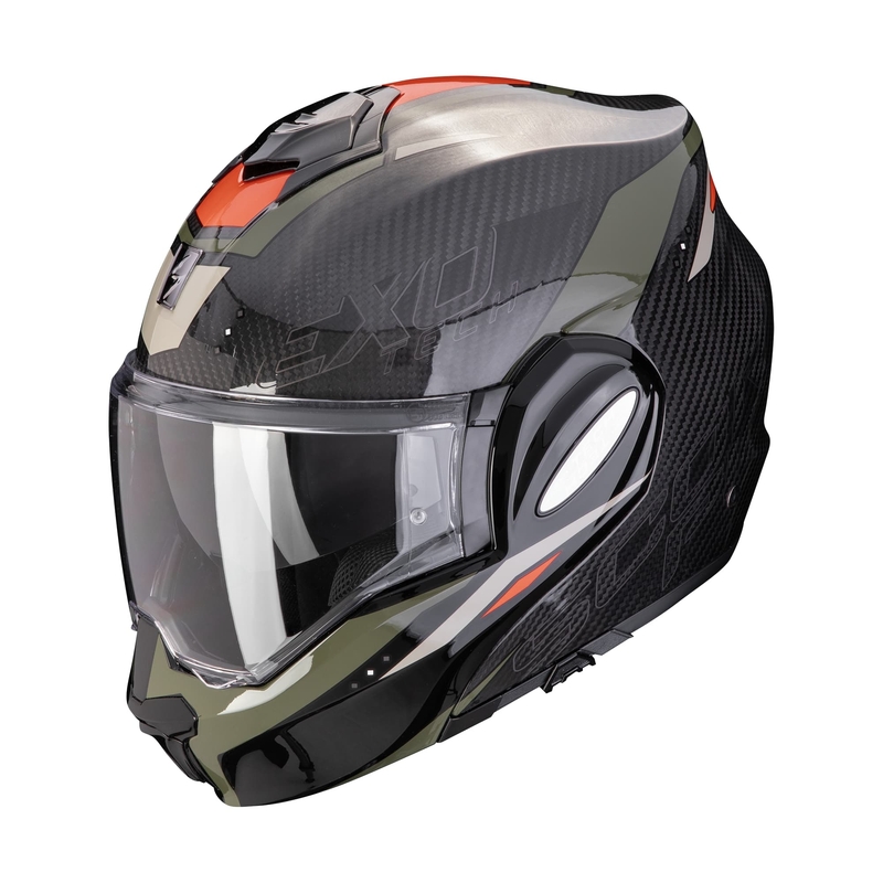 Překlápěcí přilba na motorku Scorpion EXO-TECH EVO CARBON ROVER černo-zelená wyprzedaż