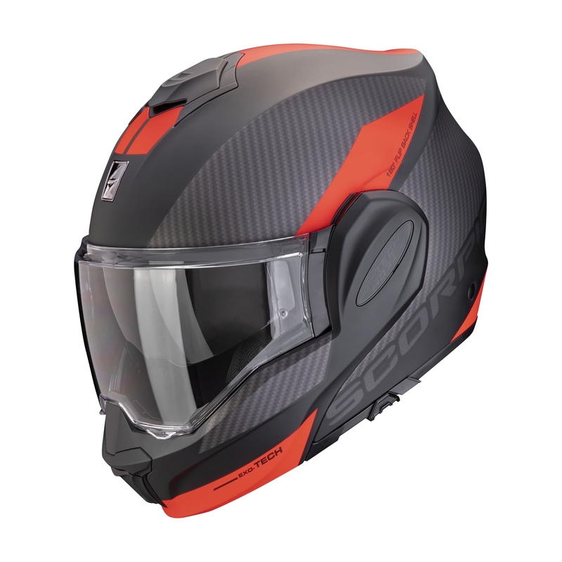 Překlápěcí přilba na motorku Scorpion EXO-TECH EVO TEAM matná černo-stříbrno-červená