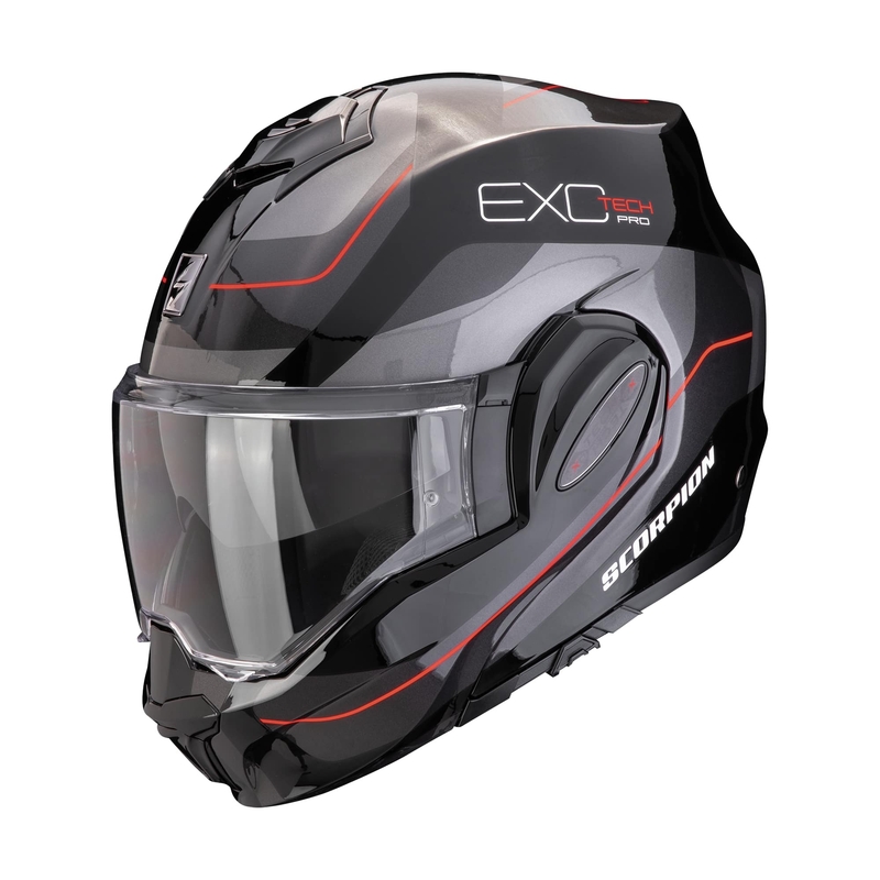 Překlápěcí helma na motorku Scorpion EXO-TECH EVO PRO COMMUTA černo-stříbrno-červená wyprzedaż