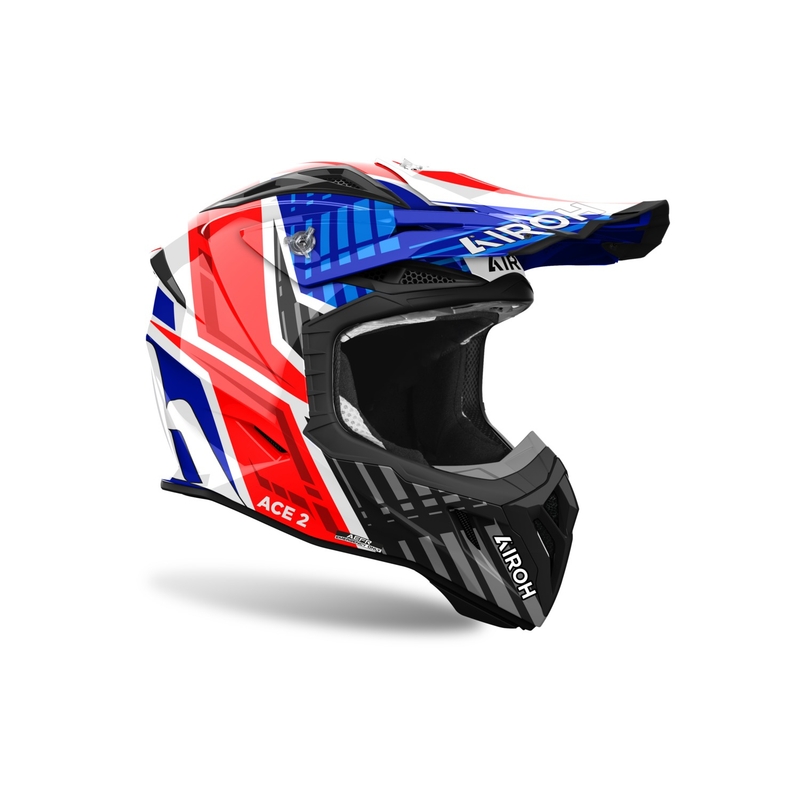Kask motocrossowy Airoh Aviator Ace 2 Stream niebiesko-czerwony połysk