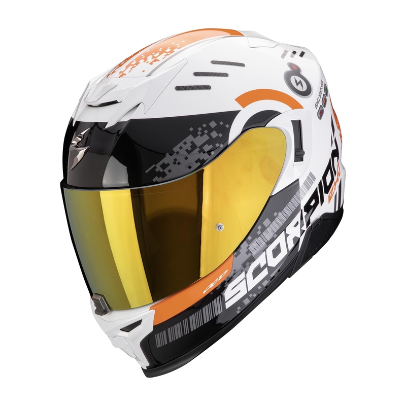 Integrální helma na motorku Scorpion EXO-520 EVO AIR TITAN bílo-oranžová wyprzedaż