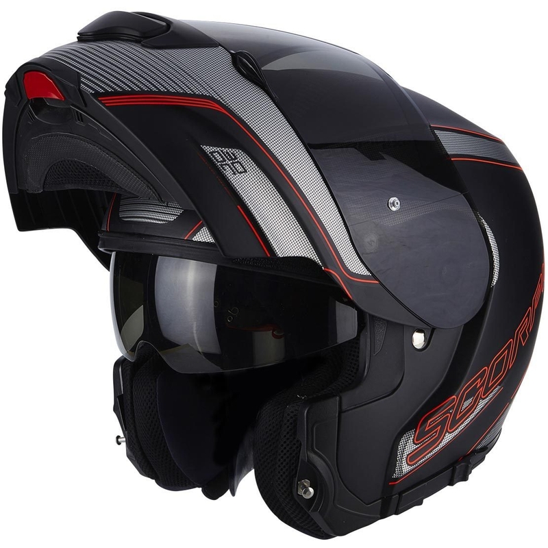 Szczękowy kask motocyklowy Scorpion EXO-3000 czarny matowy-czerwony wyprzedaż