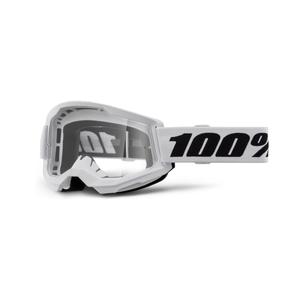 Gogle motocrossowe 100% STRATA 2 Nowe białe (przezroczyste pleksi)