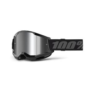 Gogle motocrossowe 100% STRATA 2 New czarne (srebrne pleksi)