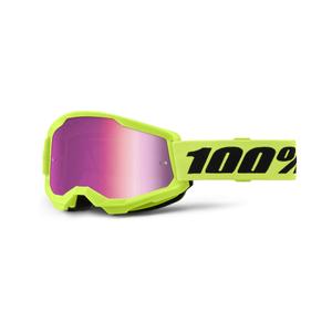 Gogle motocrossowe 100% STRATA 2 New fluo yellow (różowe pleksi)