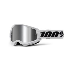 Gogle motocrossowe 100% STRATA 2 New białe (srebrne pleksi)
