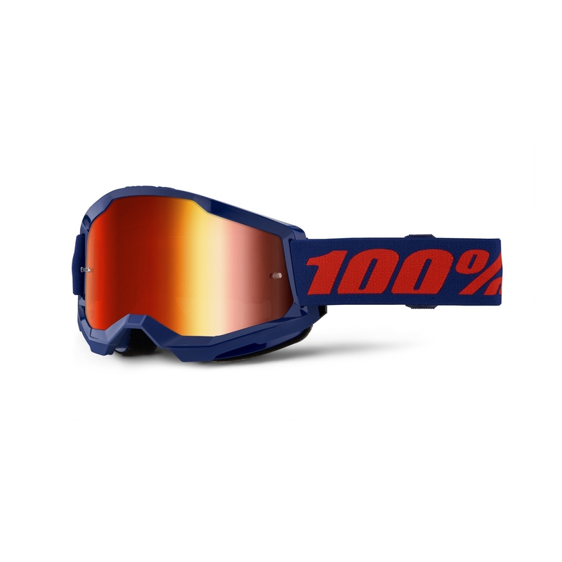 Gogle motocrossowe 100% STRATA 2 Nowe niebieskie (czerwona pleksi)