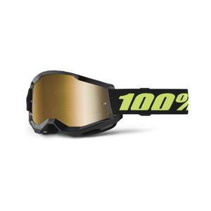 Gogle motocrossowe 100% STRATA 2 New Solar czarne (złota pleksi)
