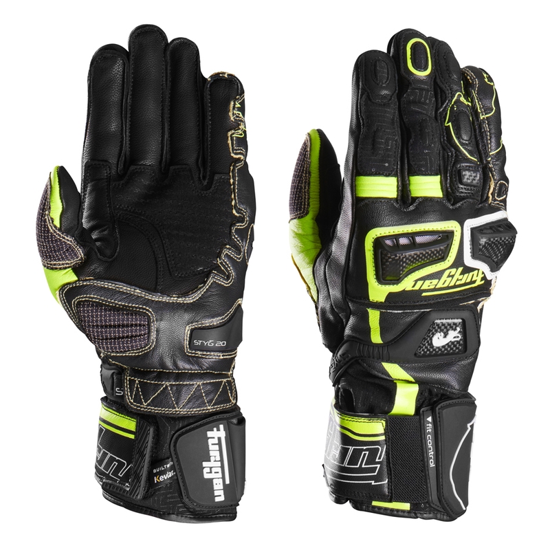 Furygan Styg 20 x Kevlar rękawice motocyklowe czarno-fluo żółto-białe