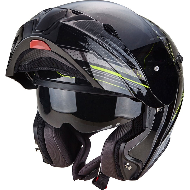 Szczękowy kask motocyklowy Scorpion EXO-920 Satellite czarny-fluo żółty wyprzedaż
