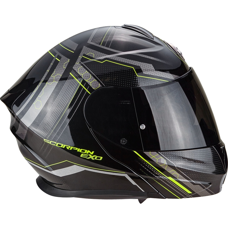 Szczękowy kask motocyklowy Scorpion EXO-920 Satellite czarny-fluo żółty wyprzedaż