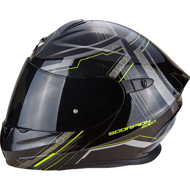 Szczękowy kask motocyklowy Scorpion EXO-920 Satellite czarny-fluo żółty wyprzedaż
