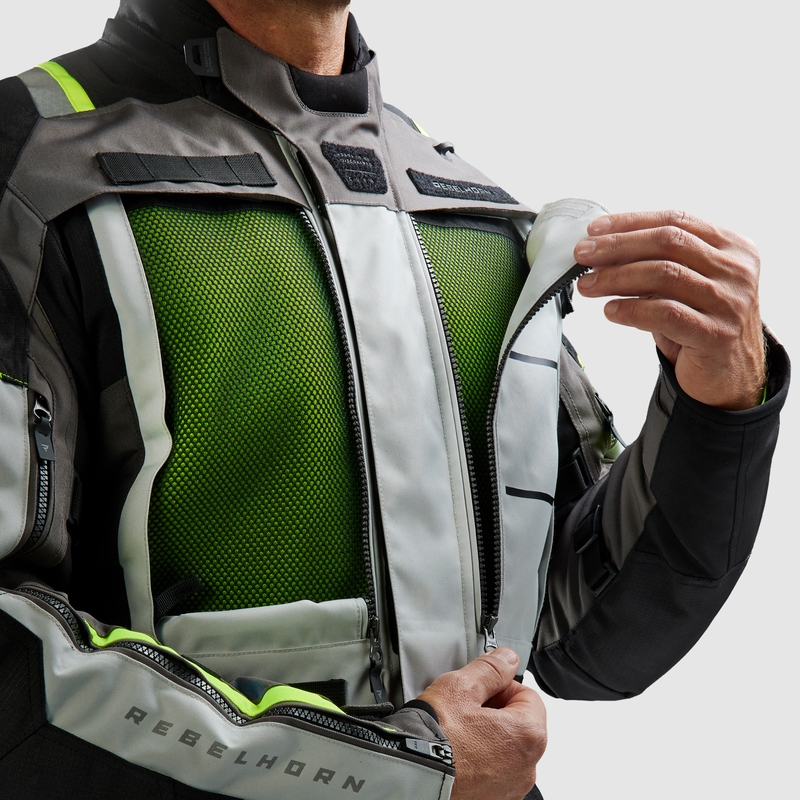 Kurtka motocyklowa Rebelhorn Cubby V czarno-szaro-fluo-żółta