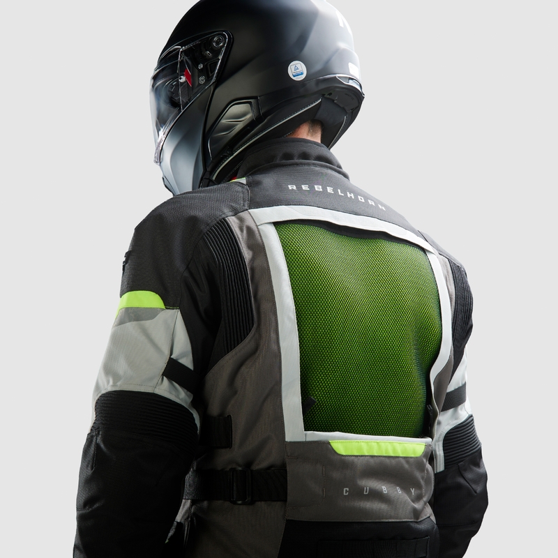 Kurtka motocyklowa Rebelhorn Cubby V czarno-szaro-fluo-żółta