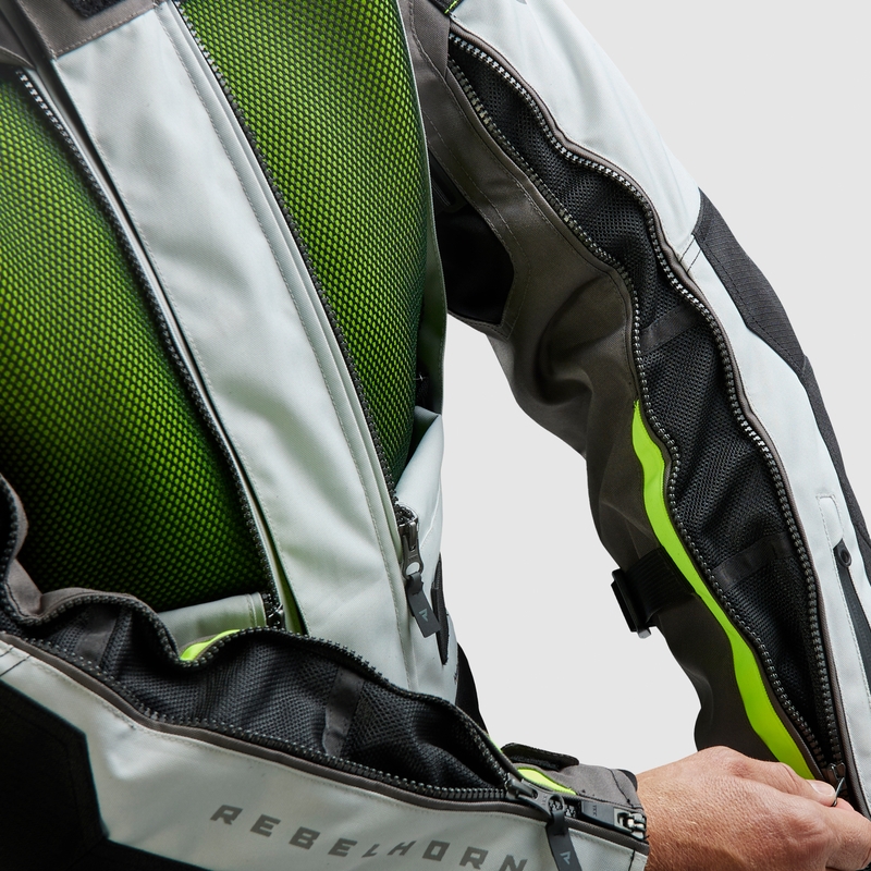 Kurtka motocyklowa Rebelhorn Cubby V czarno-szaro-fluo-żółta