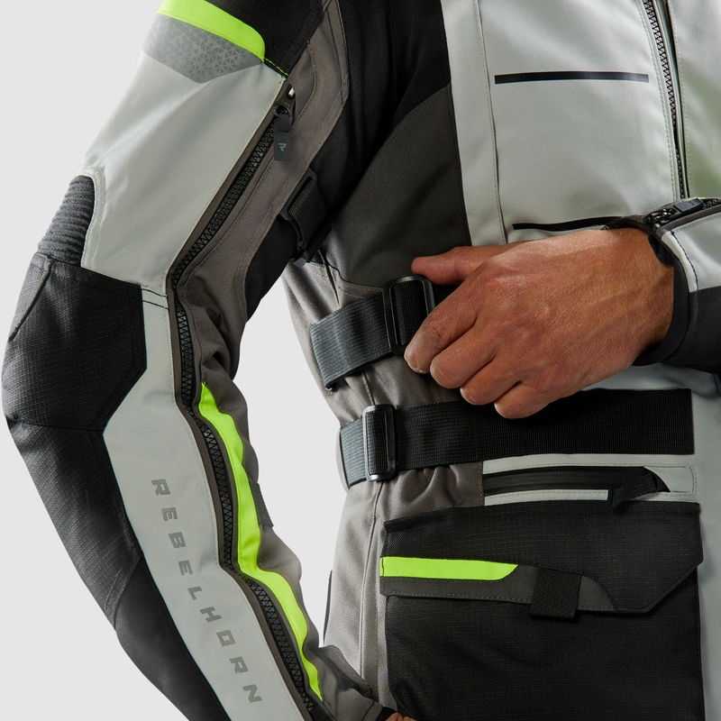 Kurtka motocyklowa Rebelhorn Cubby V czarno-szaro-fluo-żółta