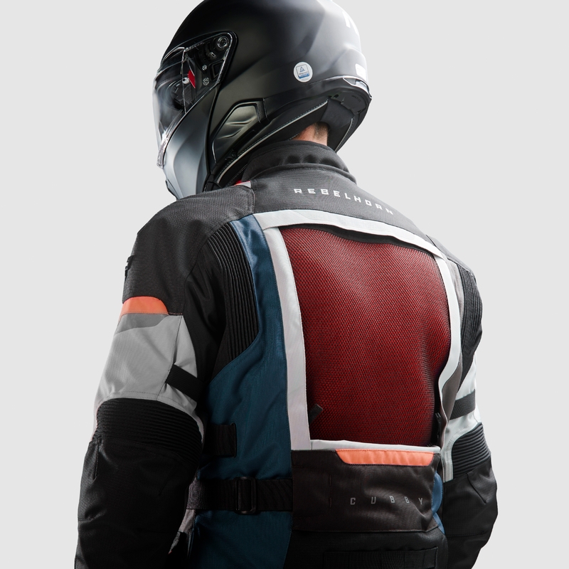 Kurtka motocyklowa Rebelhorn Cubby V niebiesko-szaro-czerwona
