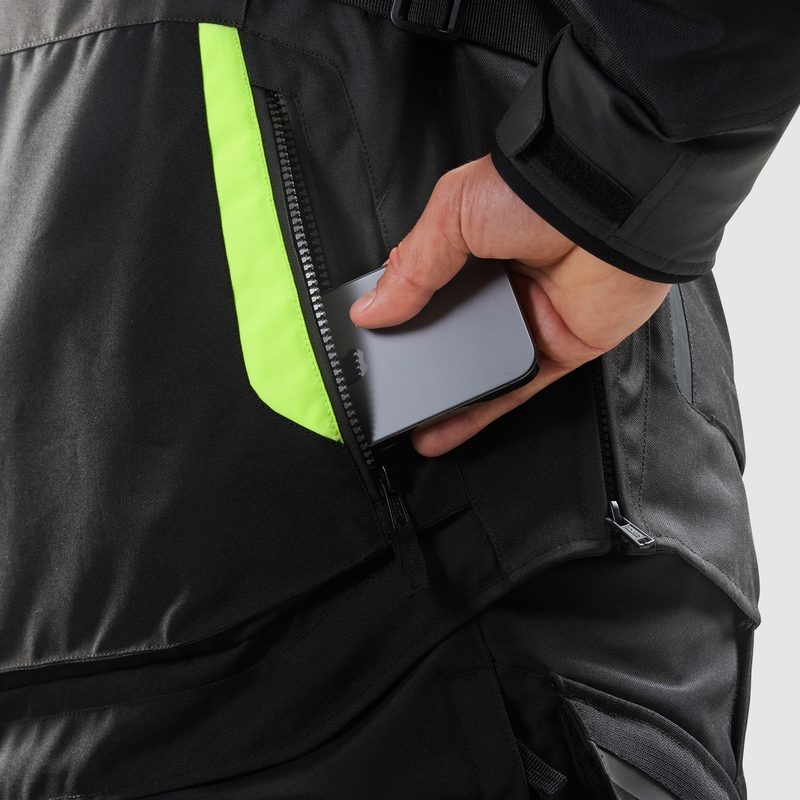 Kurtka motocyklowa Rebelhorn Hiker IV czarno-antracytowo-fluorescencyjno-żółta