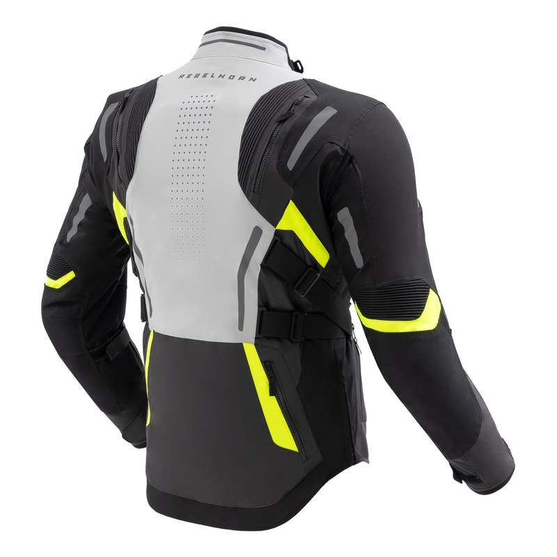 Kurtka motocyklowa Rebelhorn Hiker IV czarno-szaro-fluo-żółta