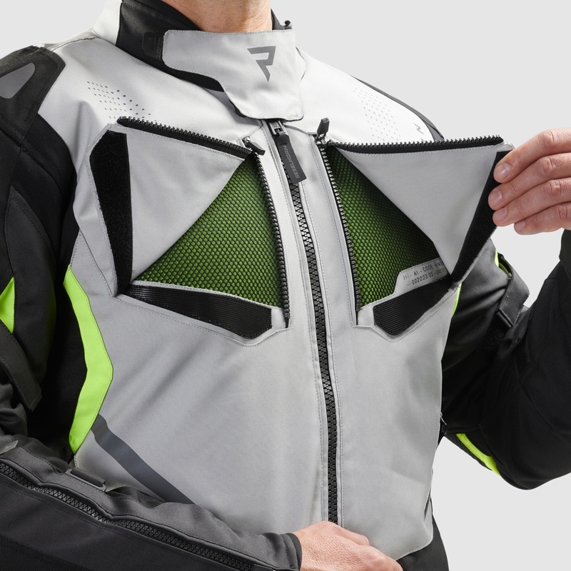 Kurtka motocyklowa Rebelhorn Hiker IV czarno-szaro-fluo-żółta