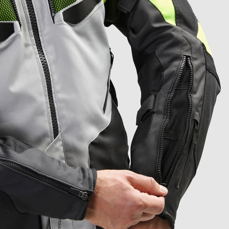 Kurtka motocyklowa Rebelhorn Hiker IV czarno-szaro-fluo-żółta