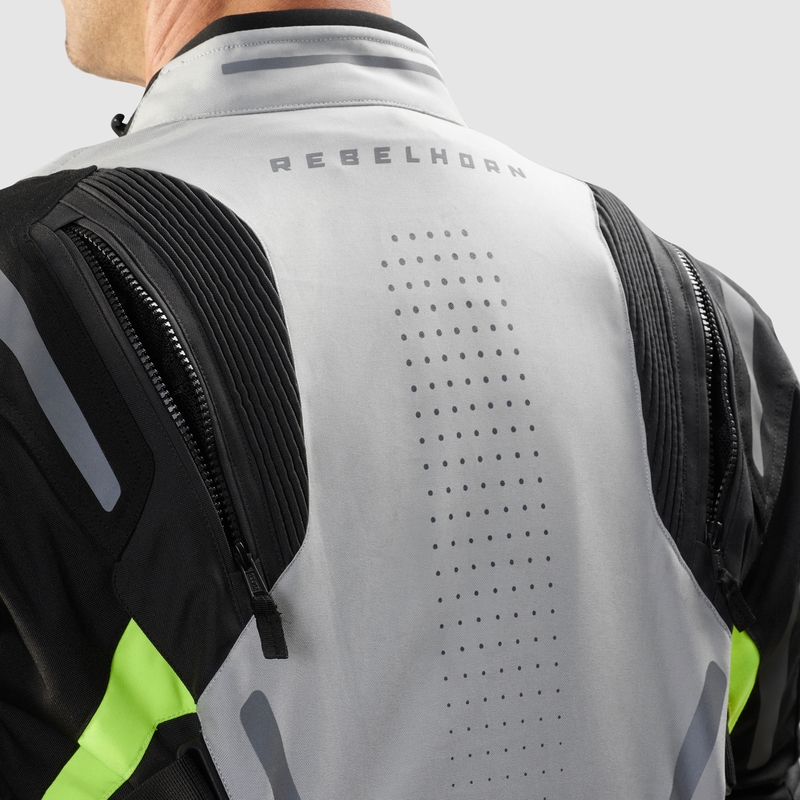 Kurtka motocyklowa Rebelhorn Hiker IV czarno-szaro-fluo-żółta