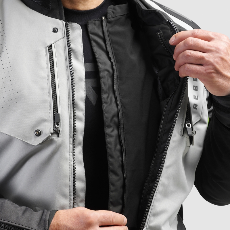 Kurtka motocyklowa Rebelhorn Hiker IV czarno-szaro-fluo-żółta