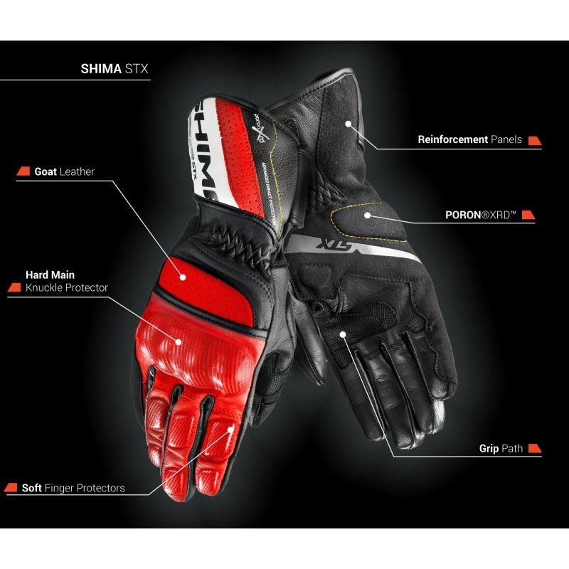 Rękawice motocyklowe Shima STX czerwone wyprzedaż