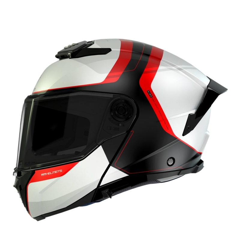 Kask motocyklowy MT ATOM 2 SV EMALLA B0 matowy biało-czarno-czerwony